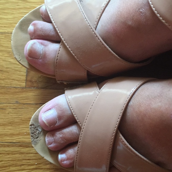 GAP Shoes Gap Wedge Sandals Patent Leather And Wood Platform Poshmark